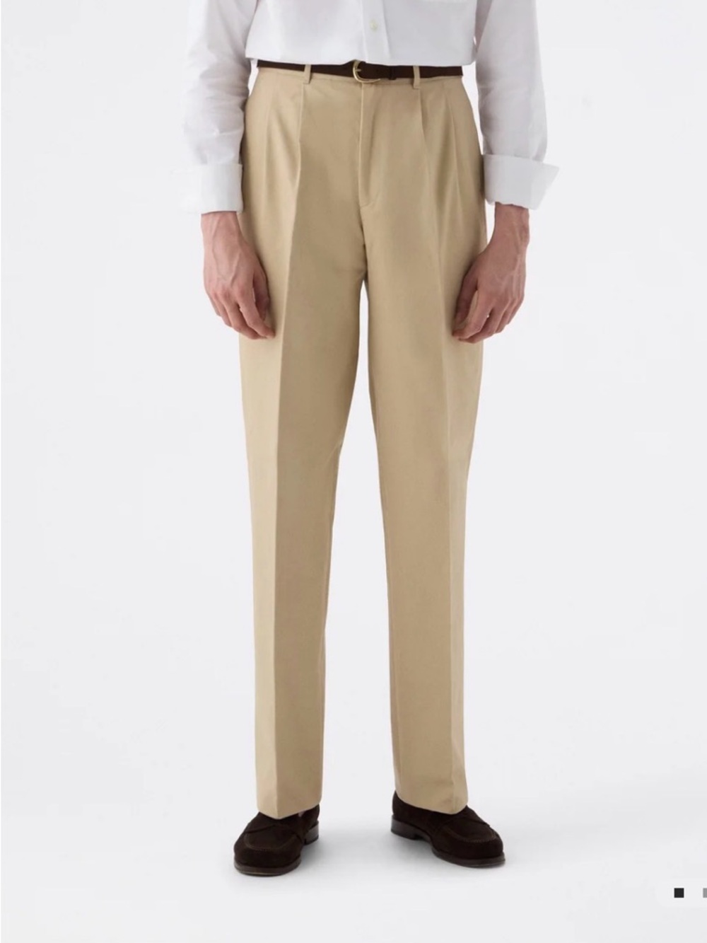Berg & Berg Antonello Men's Pleated Cotton Chino Pants in Khaki